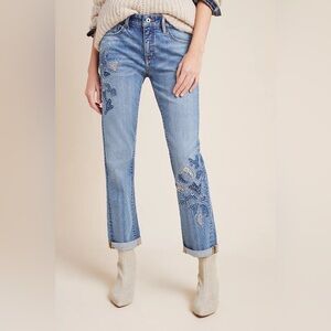 Anthropologie Pilcro & the Letterpress Embroidered Boyfriend Jeans, size 16W